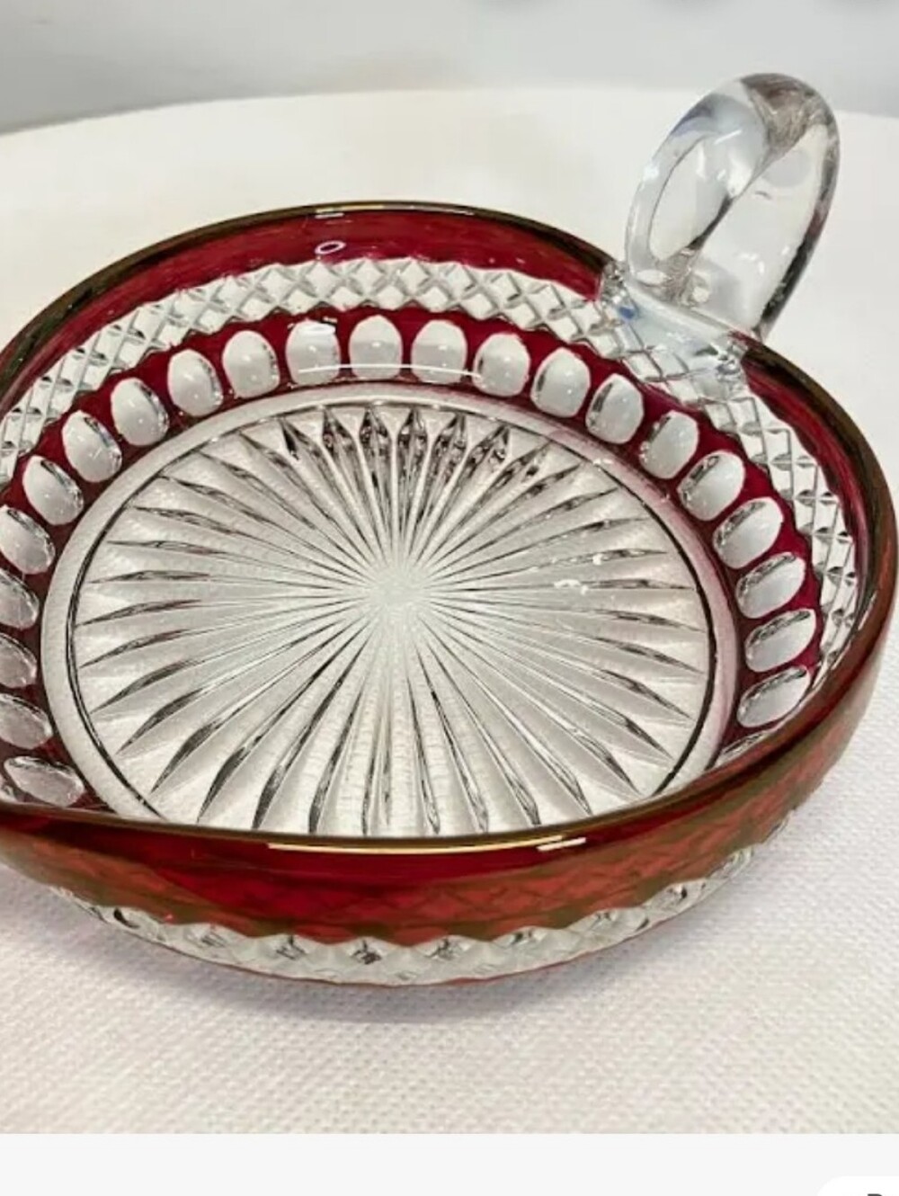 Westmorland Waterford Ruby Nappy Bowl, Heart Shaped Candy Dish.